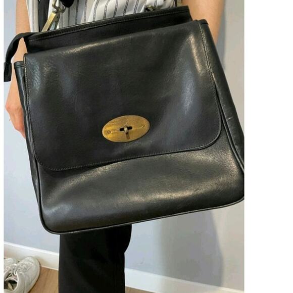 VINTAGE MULBERRY XL BLACK LEATHER ANTHONY  CROSSBODY BAG - Picture 11 of 12